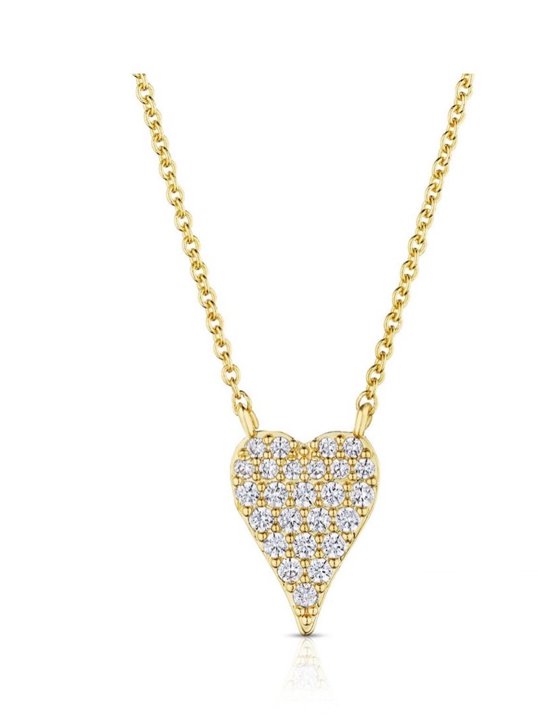 Jennifer Miller Mini Gold Heart Pav Crystal Pendant Necklace - Women Jewelry